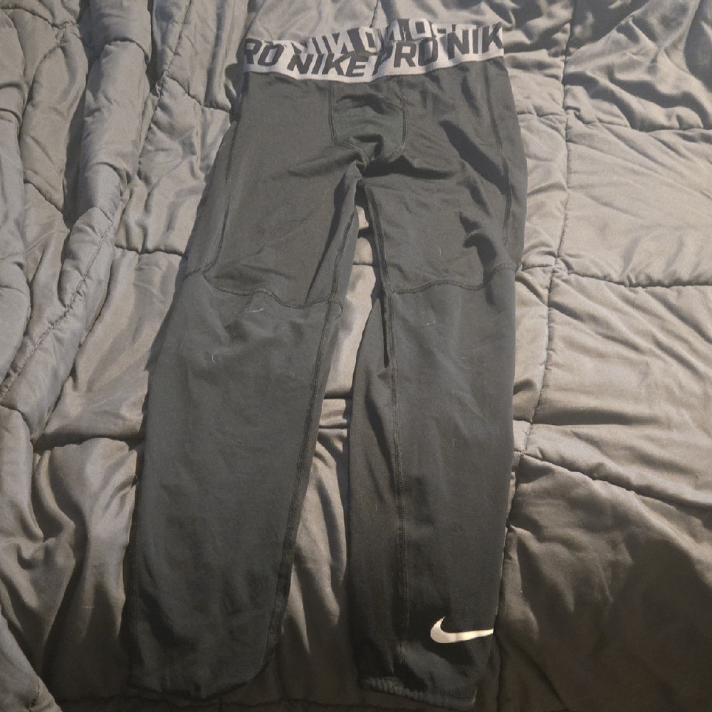 Nike Kids Black Leggings with White Logo